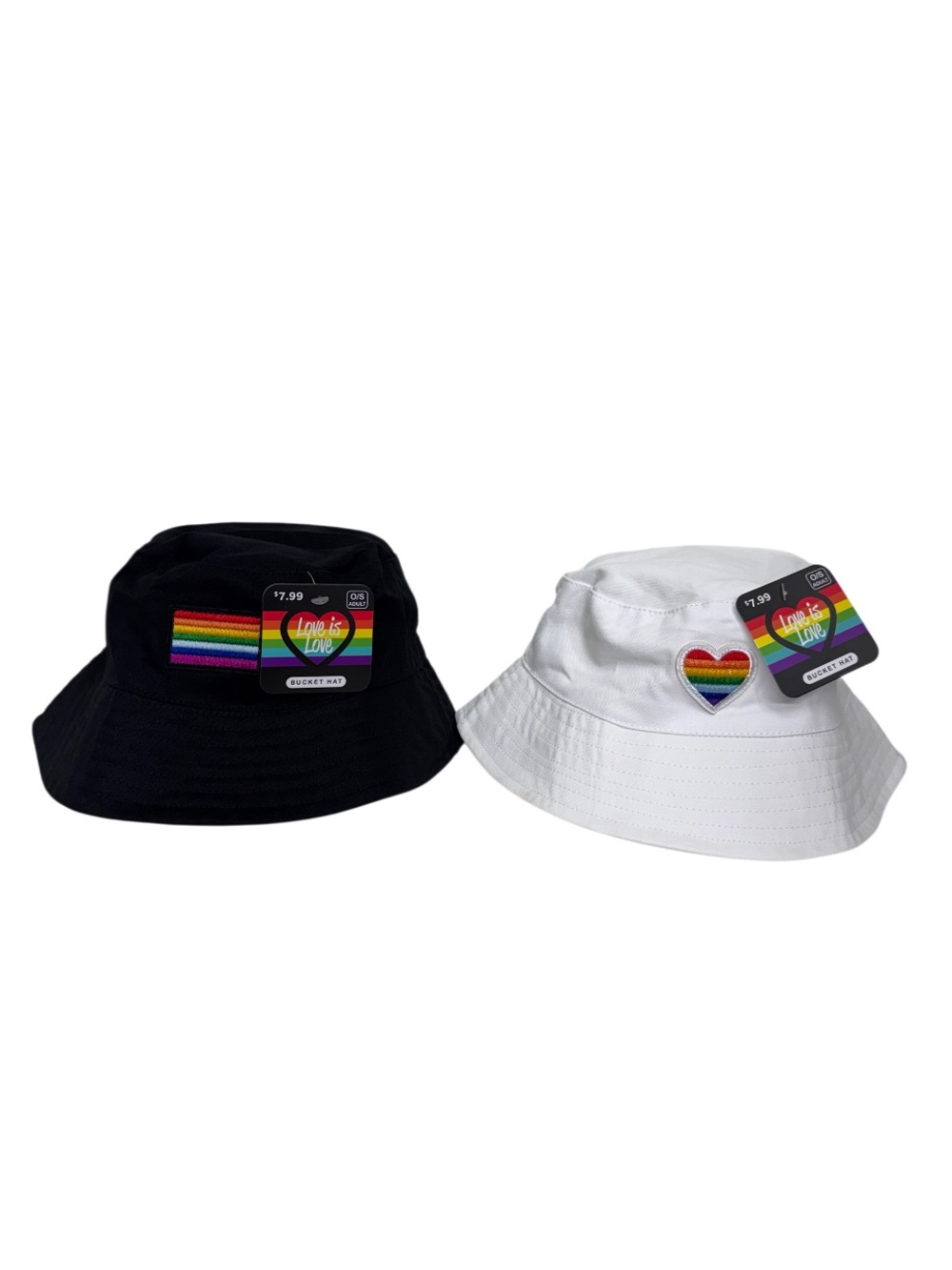ABG Two Pride Rainbow Patch Bucket Hats White & Black Nwt Unisex Size OS